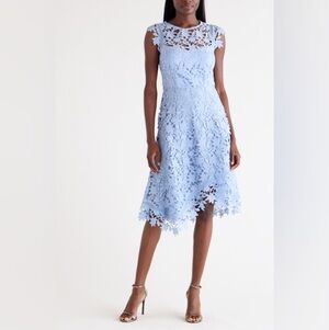 Eliza J Dress Womens 12 Blue Lace Asymmetric Hem New Cocktail Formal New